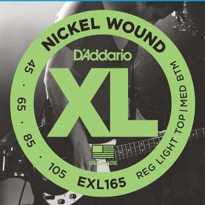 D'Addario EXL165 Nickel Wound Long Scale Bass Guitar Strings, Custom Light Top / Medium Bottom Gauge