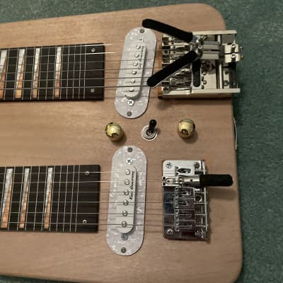 LAP STEEL guitar double neck Mahogany, home assembly open D and C6 with benders image 3