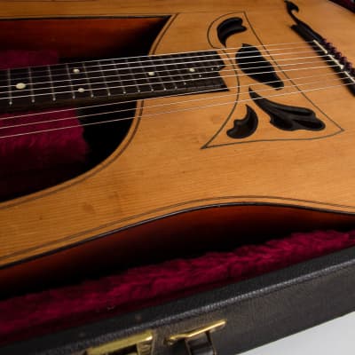 Luigi Mozzani  Lyre Harp Guitar,  c. 1905, ser. #111, black hard shell case. image 16