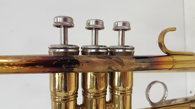 King Cleveland 600 Bb Trumpet, USA, Brass with Case, good King Cleveland 600 Bb Trumpet, USA, Brass with Case, good