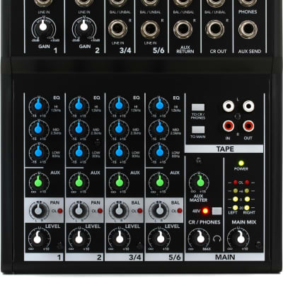 Mackie Mix8 8-channel Compact Mixer  Bundle with Hosa CMP-153 Stereo Breakout Cable - 3.5mm TRS Male to Left and Right 1/4-inch TS Male - 3 foot image 3