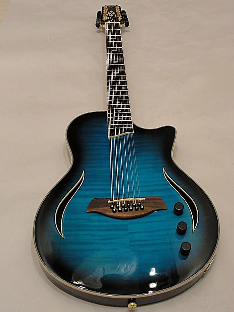 Giannini Nashlyn Series GNSL-S 12 String Thin Line Acoustic Electric Guitar  Flamed Maple Top 2016 Gloss Blue Burst
