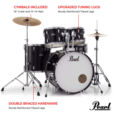 Pearl RS505C/C31 Roadshow 10 / 12 / 14 / 20 / 14x5" 5pc Drum Set with Hardware, Cymbals 2014 - 2023 - Product Color: RED WINE image 8