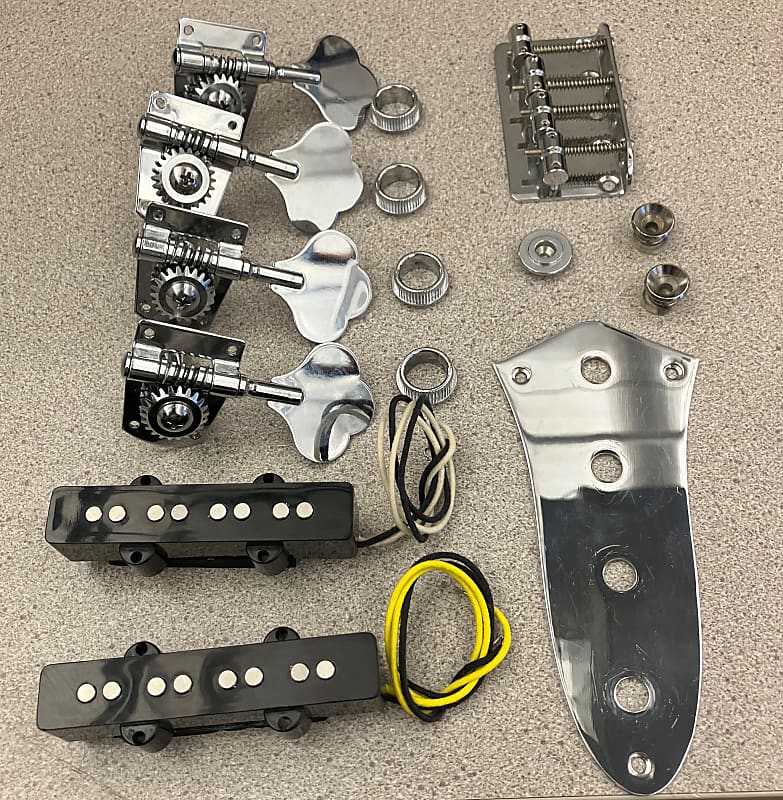 Jazz Bass parts Tuners, Bridge, Pickups and control plate Reverb