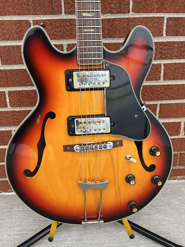 1970’s  Univox Coily  335 Copy Electric Guitar Sunburst image 1