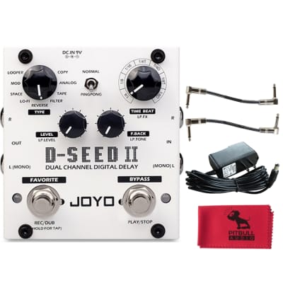 Joyo Audio D-Seed II Delay Guitar Pedal w/ Power Supply, Patch Cables & Cloth for sale