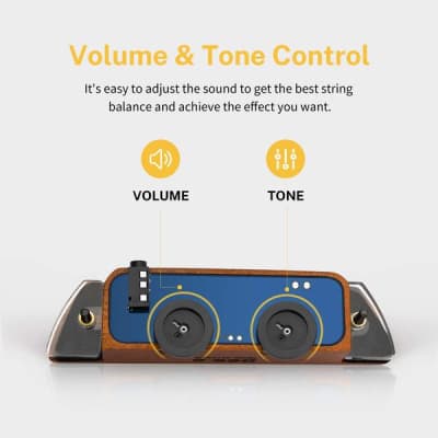 Acoustic Guitar Pickup Passive Mahogany Soundhole Pickup with Humbucker Volume & Tone Control image 4