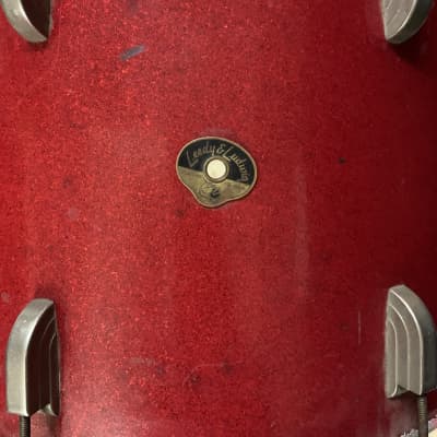 Leedy & Ludwig 14 x 20 Bass Drum 1950s Red Sparkle *No Extra Holes* image 4