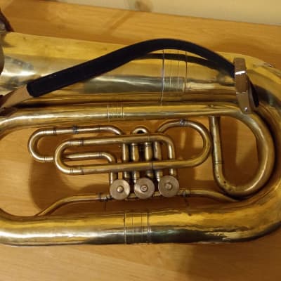 tuba "ES" Soviet 3 Valves Brass Pipe Wind Instrument USSR Vintage and Rare image 6