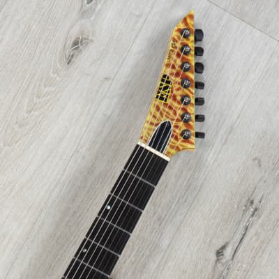 ESP USA M-7 Baritone 7-String Guitar, EMG 81-7XH / 85-7XH, Quilt Crimson Mist image 8