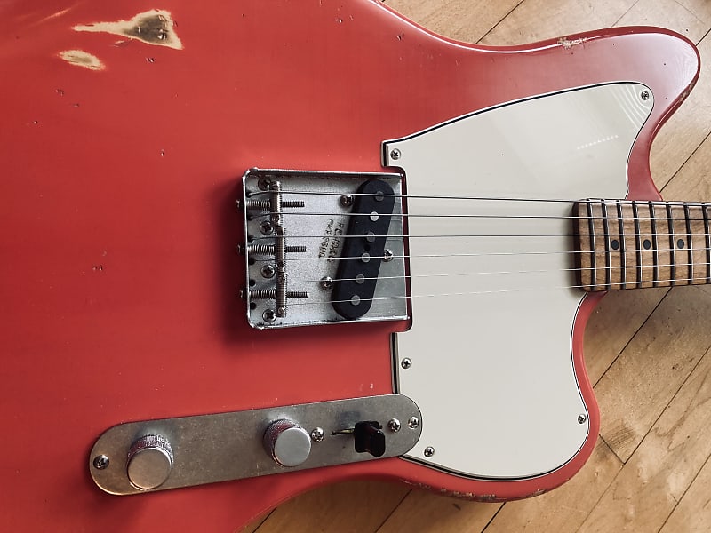 MJT Partscaster Offset Esquire Telecaster - Faded Fiesta Red | Reverb