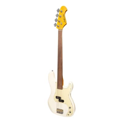 J&D Luthiers | 4-String PB-Style Fretless Electric Bass Guitar | Cream for sale