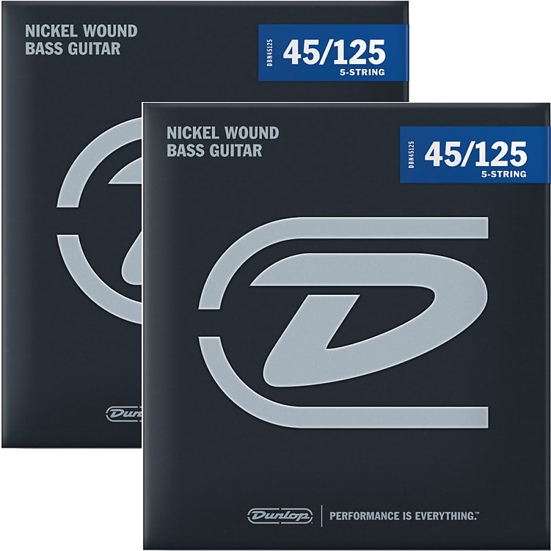 2Pack of Dunlop DBN45125 Nickel Wound 5String Bass Strings, Reverb