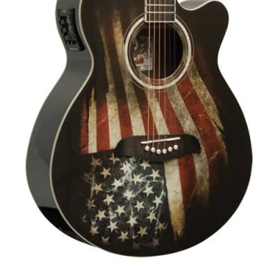 Oscar Schmidt OG10CEFLAG Acoustic-Electric Guitar, USA American Flag Graphic for sale