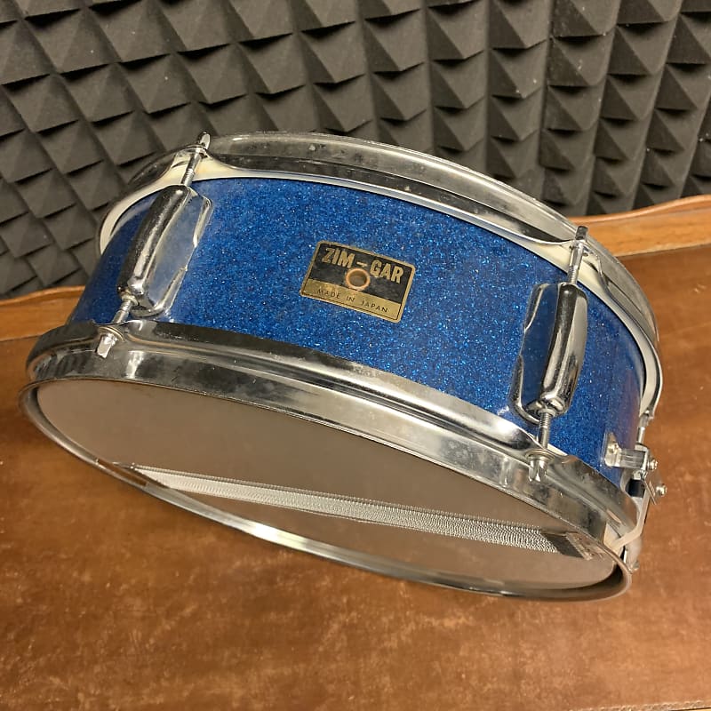 ZimGar 5x14 6 Lug Snare Drum MIJ 1960’s Blue Sparkle Reverb