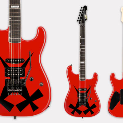 ESP Custom Shop Chris Degarmo "Cross Daggers" ST 2023 -  Red With Black Cross Daggers Graphic w/OHSC (Available now!) image 12