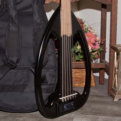 Mid-East OUDFLP-BK Arabic Electric Frame Oud w/Pegs - Lacewood, Padded Bag, Strings, Pick & Book image 3