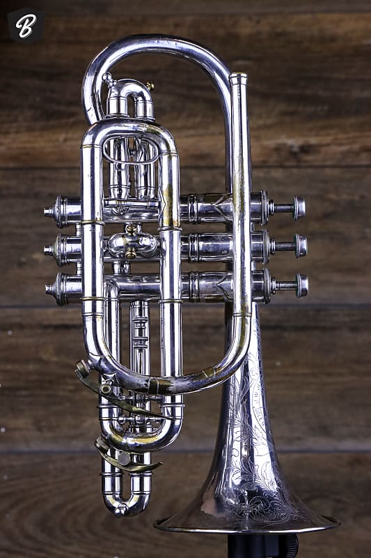 Bohland and Fuchs Cornet / Harwood Special for J.W. Jenkins early 1900's Silverplate image 1