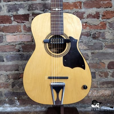 Silvertone "Atomic" Parlor Acoustic Guitar w/ Goldfoil Pickup & Rubber Bridge (1960s, Natural) image 1