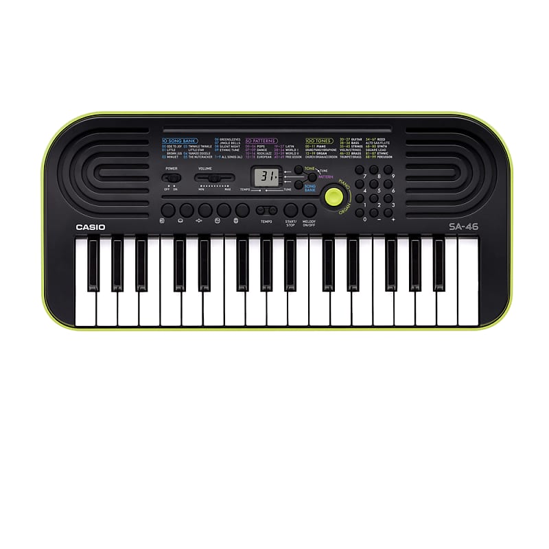 Casio SA-46 32-Key Mini Digital Keyboard - Green/Black image 1