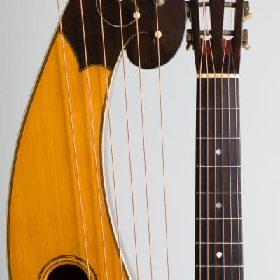 Dyer Symphony Style 5 Harp Guitar,  made by Larson Brothers (1914), ser. #782, black hard shell case. image 5