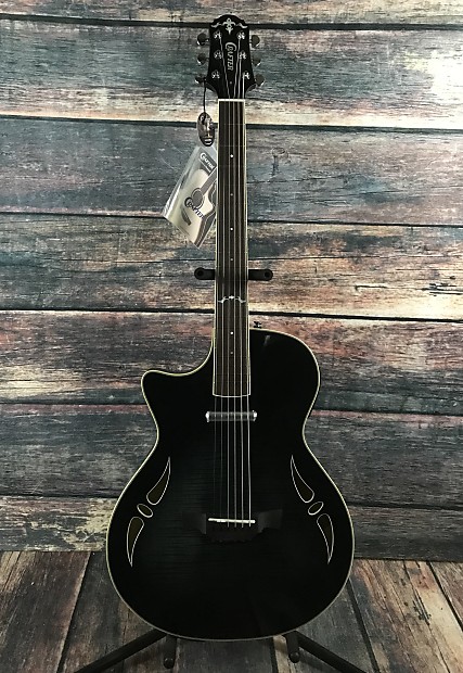 Crafter Left Handed SA Hybrid Electric/Acoustic Guitar- Trans Black - Includes a Hard Shell Case imagen 1