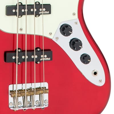 Vintage VJ74 ReIssued Bass Guitar ~ Candy Apple Red image 3