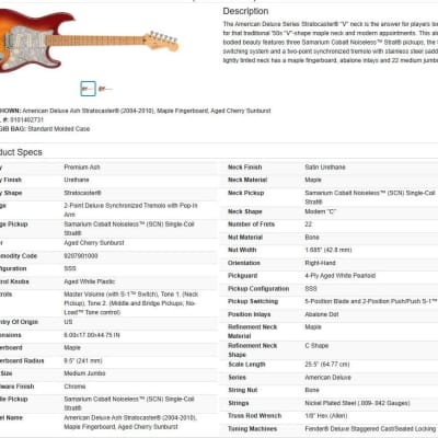 Fender Stratocaster American Deluxe Ash Age Cherry Sunburst 2007 image 20