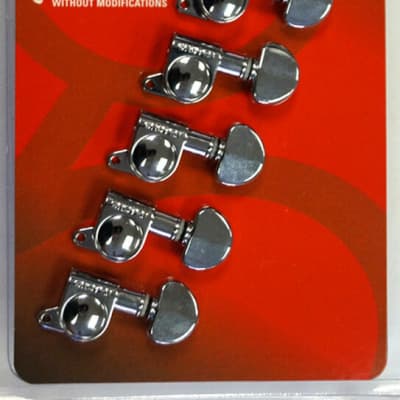 Grover 406C6 Mini Locking Rotomatics with Round Button - Guitar Machine Heads, 6-in-Line, Bass Side (Left) - Chrome image 3