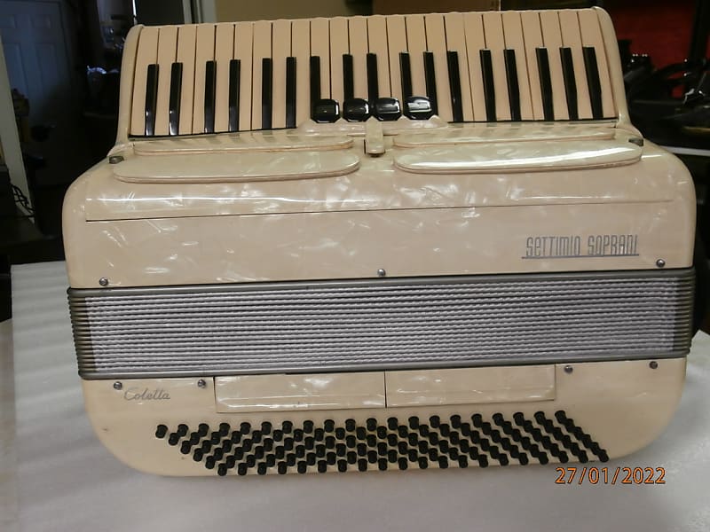 Settimio Soprani Coletta piano accordion 120 bass mod 703/78-- 1965-1975 Cream marble image 1