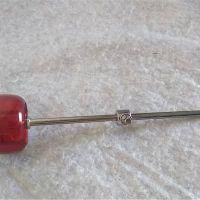 UNMARKED BASS DRUM PEDAL BEATER BAR WITH DUAL STRIKING MALLOT RESIN RED/CHROME ON STEEL image 2