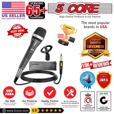 5 Core Professional Dynamic Microphone PAIR Cardiod Unidirectional Handheld Mic Karaoke Singing Wired Microphones with Detachable XLR Cable, Mic Clip, Carry Bag  5C-POWER 2PCS image 13
