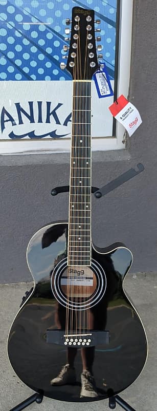 Stagg SA40MJCFI/12-BK Electric acoustic mini Jumbo 12 string Guitar - Return image 1