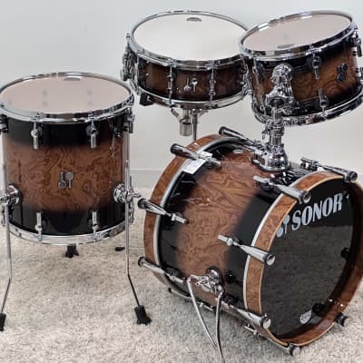 Sonor 18/12/14" SQ2 Medium Beech Drum Set - High Gloss Brown Walnut Burst image 3