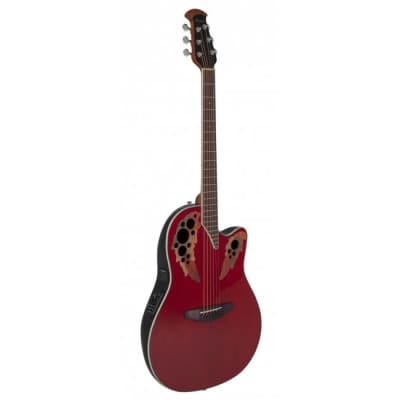 OVATION CE48-RR-G Celebrity Elite Plus Shallow Roundback Elektro-Akustik-Gitarre, ruby red for sale