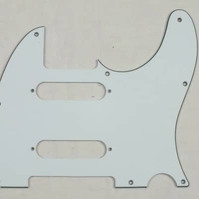 TELECASTER SCRATCH PLATE 3 ply White WBW Pickguard with 2 Strat Pick Up holes (Status Quo style) to fit USA/Mex Fender Tele guitar