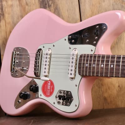 Squier Classic Vibe '60s Jaguar Shell Pink Matching Headstock | Reverb