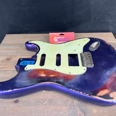 Real Life Relics Custom Class Strat® Stratocaster® Body Heavy Relic Metallic Purple Over Sunburst  #6  3 Lb 12 Oz image 8