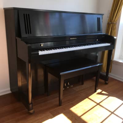 Vintage Made in USA Baldwin 243HP Ebony Black Lacquer Acoustic Upright Studio Piano + Original Bench Key image 14