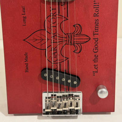 New Orleans 6 String Cigar Box Guitar #1 - Red - Stacked Humbucker - Video image 2