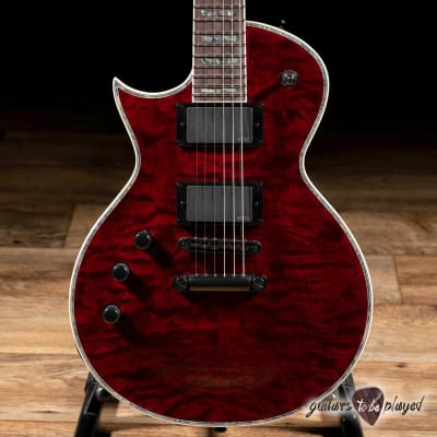 ESP LTD EC-1000 LH Quilted Maple EMG Left-Handed Guitar – See Thru Black Cherry image 2