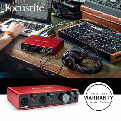 Focusrite Scarlett 8i6 8-in 6-out USB Audio Interface + Samson SR360 Over-Ear Dynamic Stereo Headphones, Cables, and Fibertique Microfiber Cleaning Cloth image 3