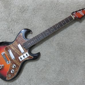 Vintage 1960s Tele-Star Teisco Solid Body Sunburst Offset Guitar Early Ibanez Claw Cutaway Design image 1