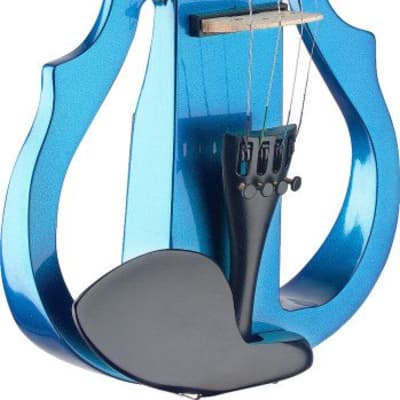 Stagg Futuristic 4/4 Electric Violin w/ Case & Headphones - Metallic Blue image 1