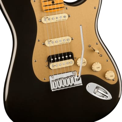 Fender American Ultra Stratocaster HSS Electric Guitar Maple FB, Texas Tea image 4