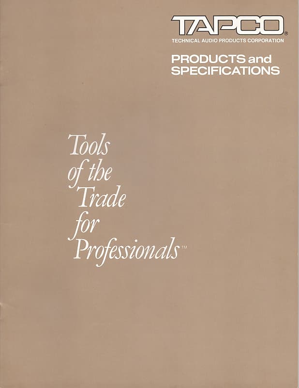 Tapco Products & Specifications catalog, 1978 Reverb