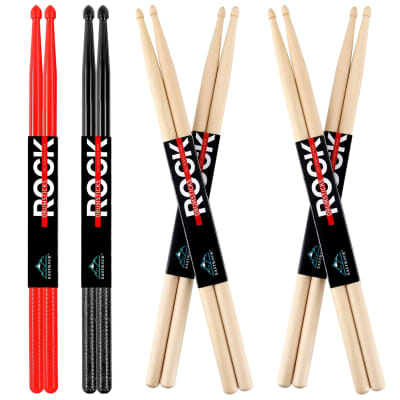 5A Drum Sticks Maple Wood Drumsticks Black Red Nylon Drumstick For Kids  Adults Beginner Drum Accessories 6 Pair (Nylon+Wood)