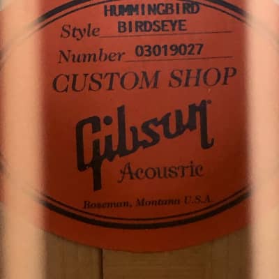 Gibson Hummingbird Birdseye Maple custom, one of a rare run of only ten guitars 2009 - Birdseye Maple Back & Sides with Customhoney Burst Finish image 5
