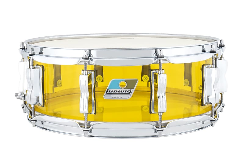 Ludwig Pre-Order Vistalite Yellow 5x14" Snare Drum with Bowtie Lugs | Acrylic | Made in the USA | Authorized Dealer image 1