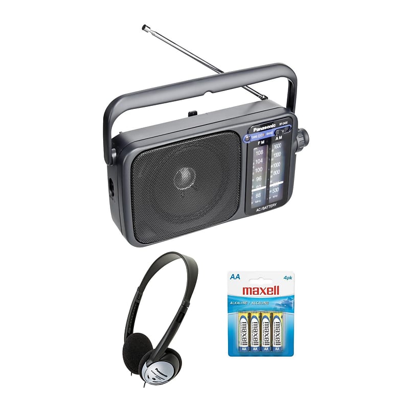 Panasonic RF-2400 AM / FM Radio (Silver) Bundle with Panasonic RP
